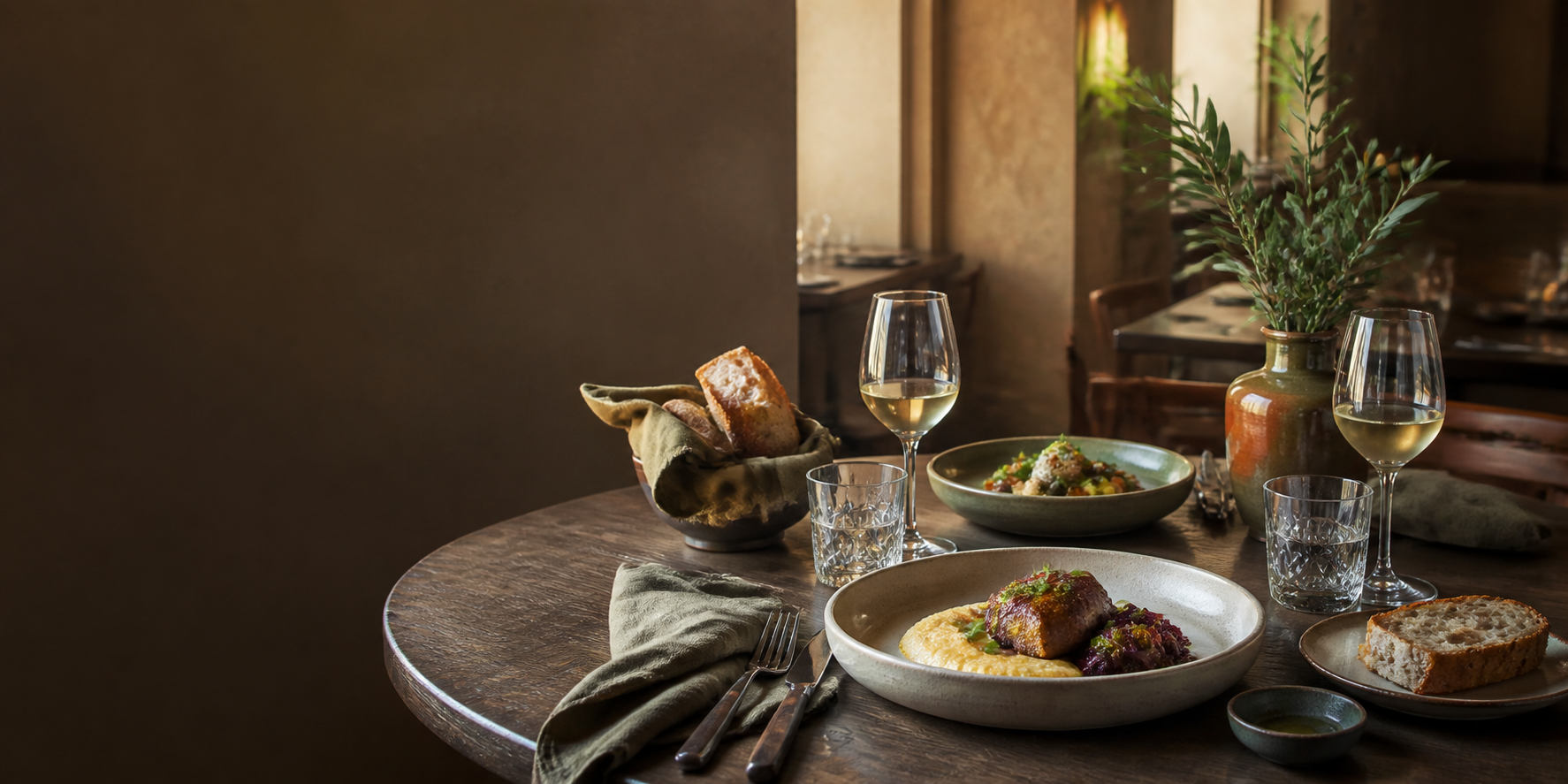 Masă pregătită la restaurantul La Anica